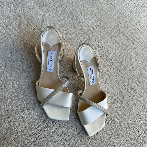 Jimmy Choo Bridal Plum Satin & Glitter Heels - Picture 4 of 11